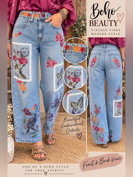 Oli & Hali Denim - #1912 Oli & Hali Postage Print Barrel Jeans